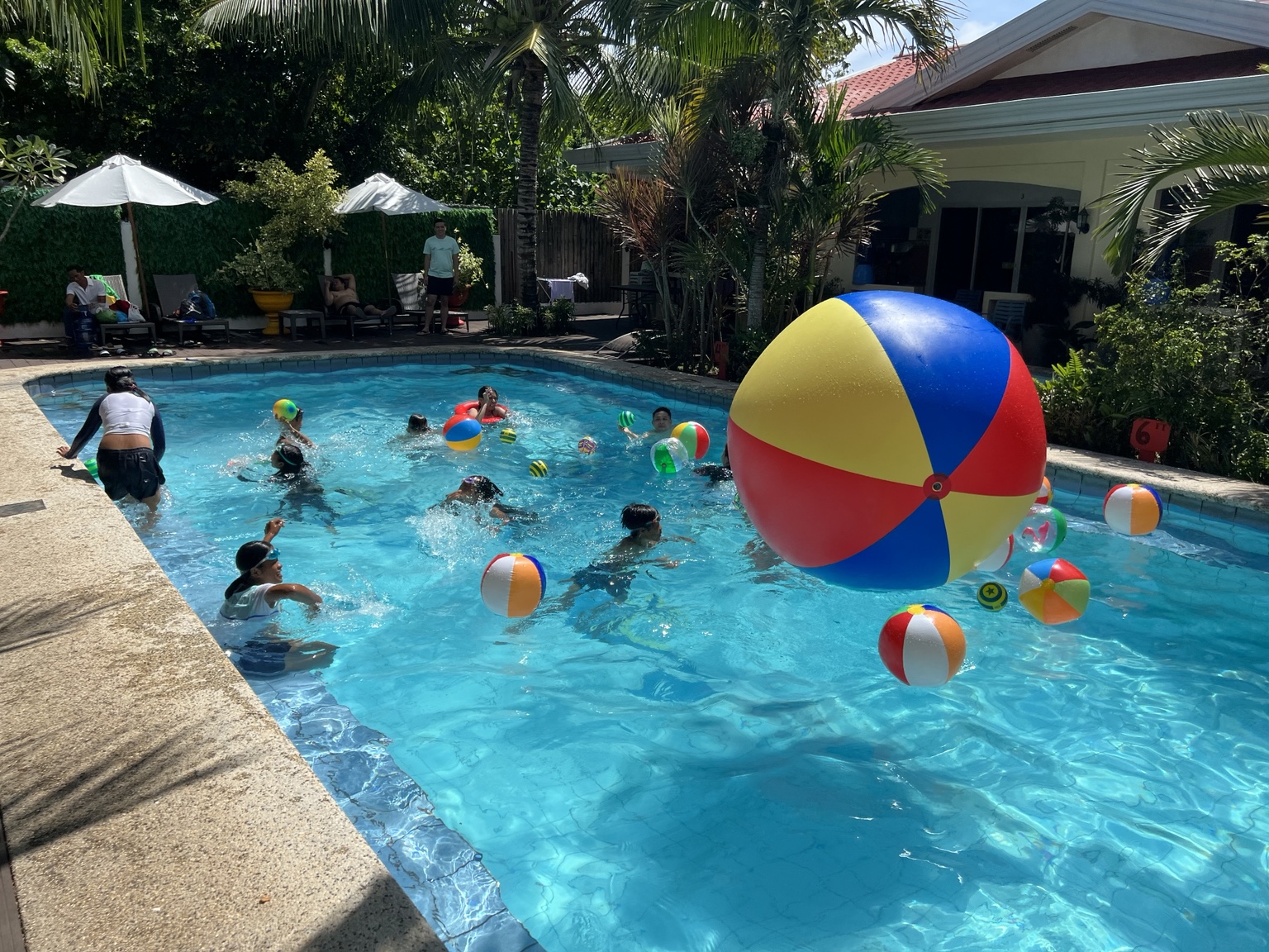 Family fun in the swimming pool